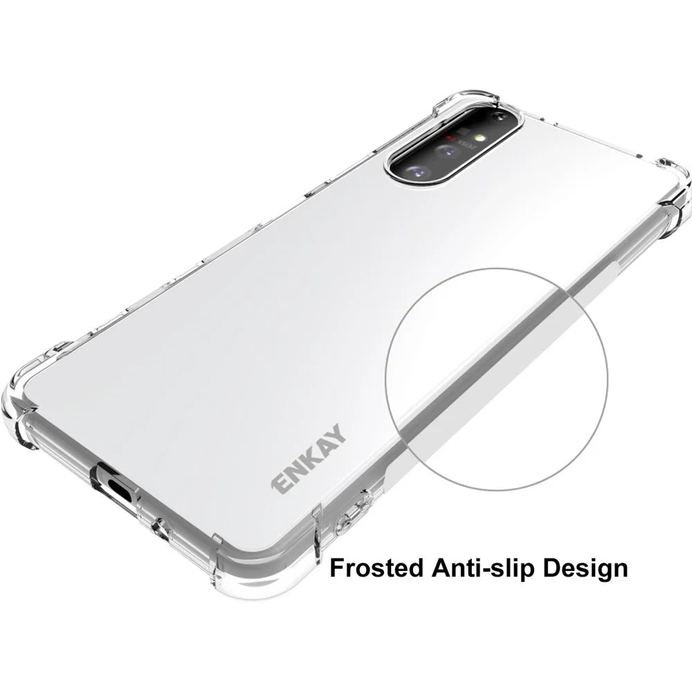 ENKAY HAT PRINCE Four Corner Thickening Anti-Slip Cover Shockproof Clear TPU Case + Tempered Glass Screen Protector for Sony Xperia 5 II - 4