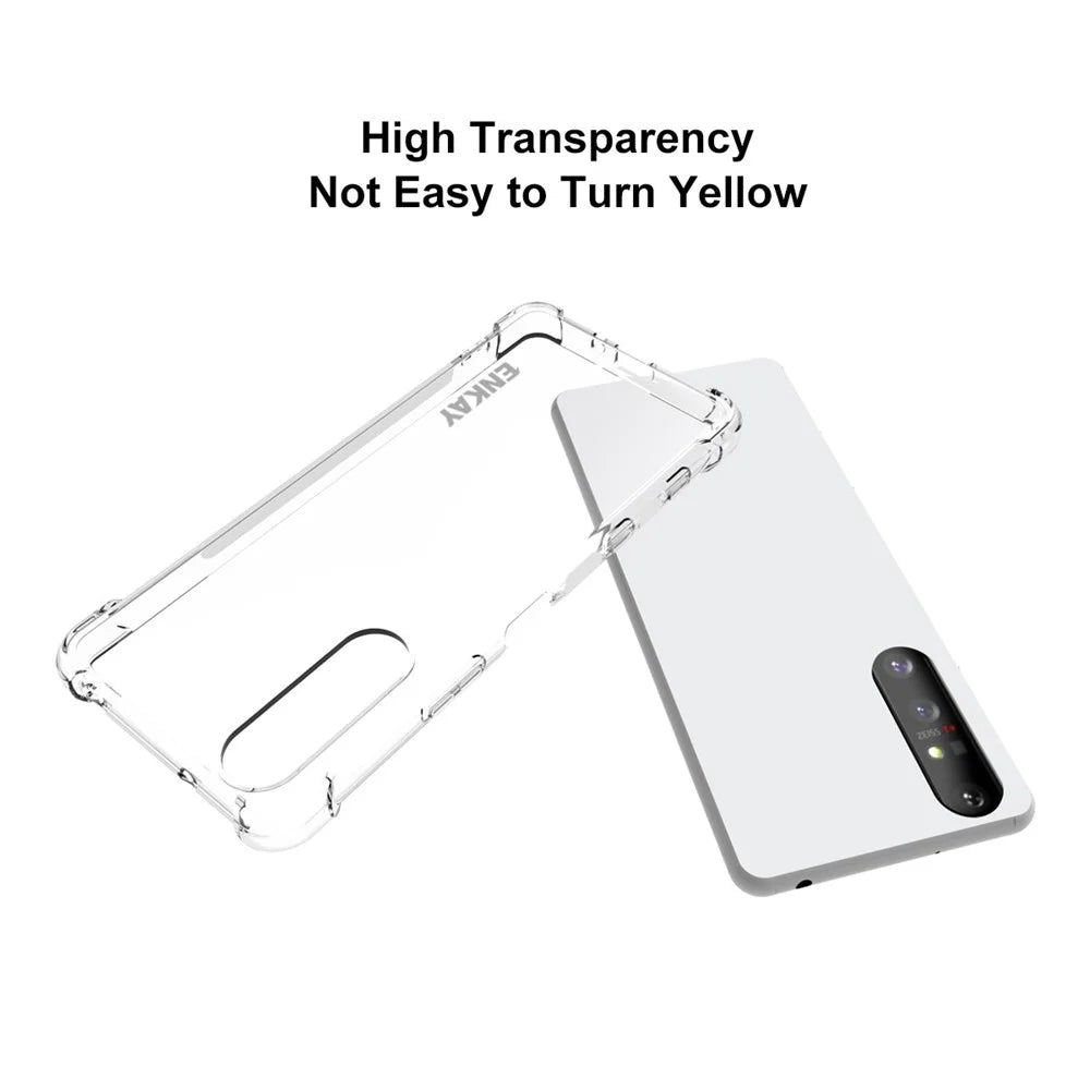 ENKAY HAT PRINCE Four Corner Thickening Anti-Slip Cover Shockproof Clear TPU Case + Tempered Glass Screen Protector for Sony Xperia 5 II - 5