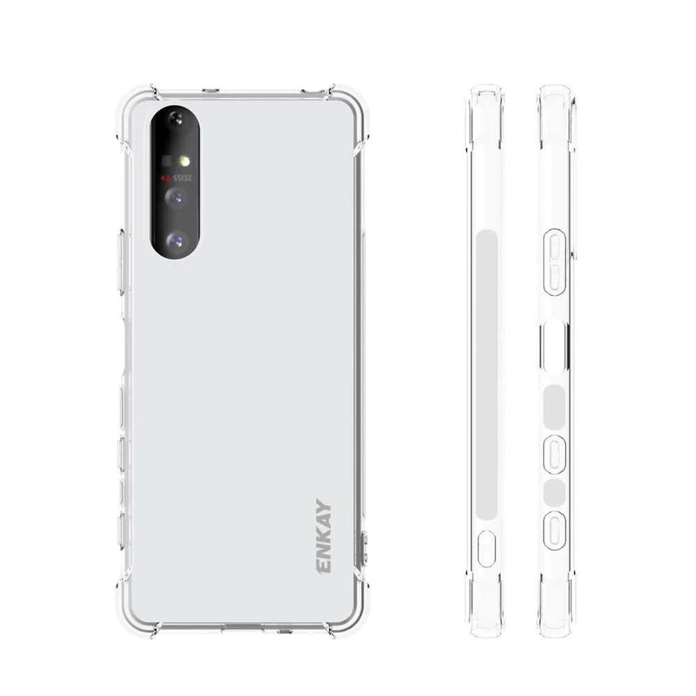 ENKAY HAT PRINCE Four Corner Thickening Anti-Slip Cover Shockproof Clear TPU Case + Tempered Glass Screen Protector for Sony Xperia 5 II - 6