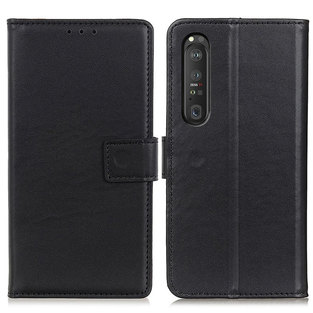 Magnetic Clasp Design Leather Shell Case with Wallet Stand for Sony Xperia 1 III 5G - Black - 1