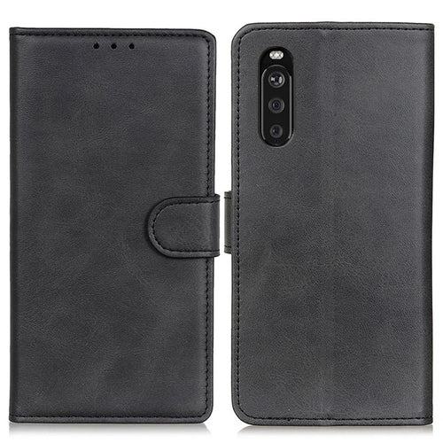 Wallet Phone Case for Sony Xperia 10 III 5G Scratch Resistant Leather Phone Shell Shockproof Flip Protective Cover - Black - 1