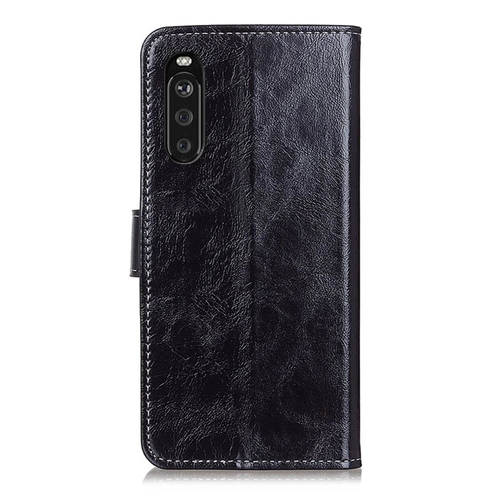 Vintage Crazy Horse Texture Wallet Stand Leather Phone Case for Sony Xperia 10 III 5G / Xperia 10 III Lite - Black - 3