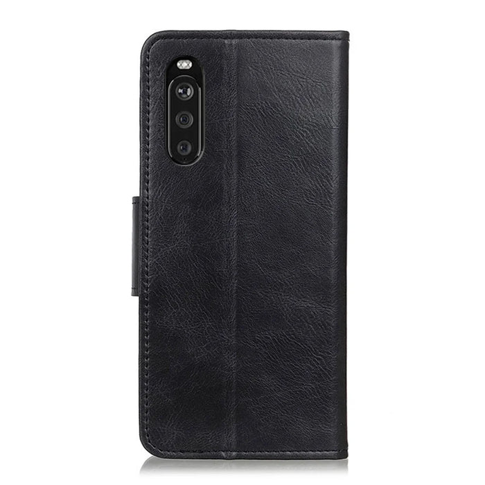 Well-Protected Crazy Horse Texture PU Leather Stand Protector Cover for Sony Xperia 10 III 5G - Black - 3
