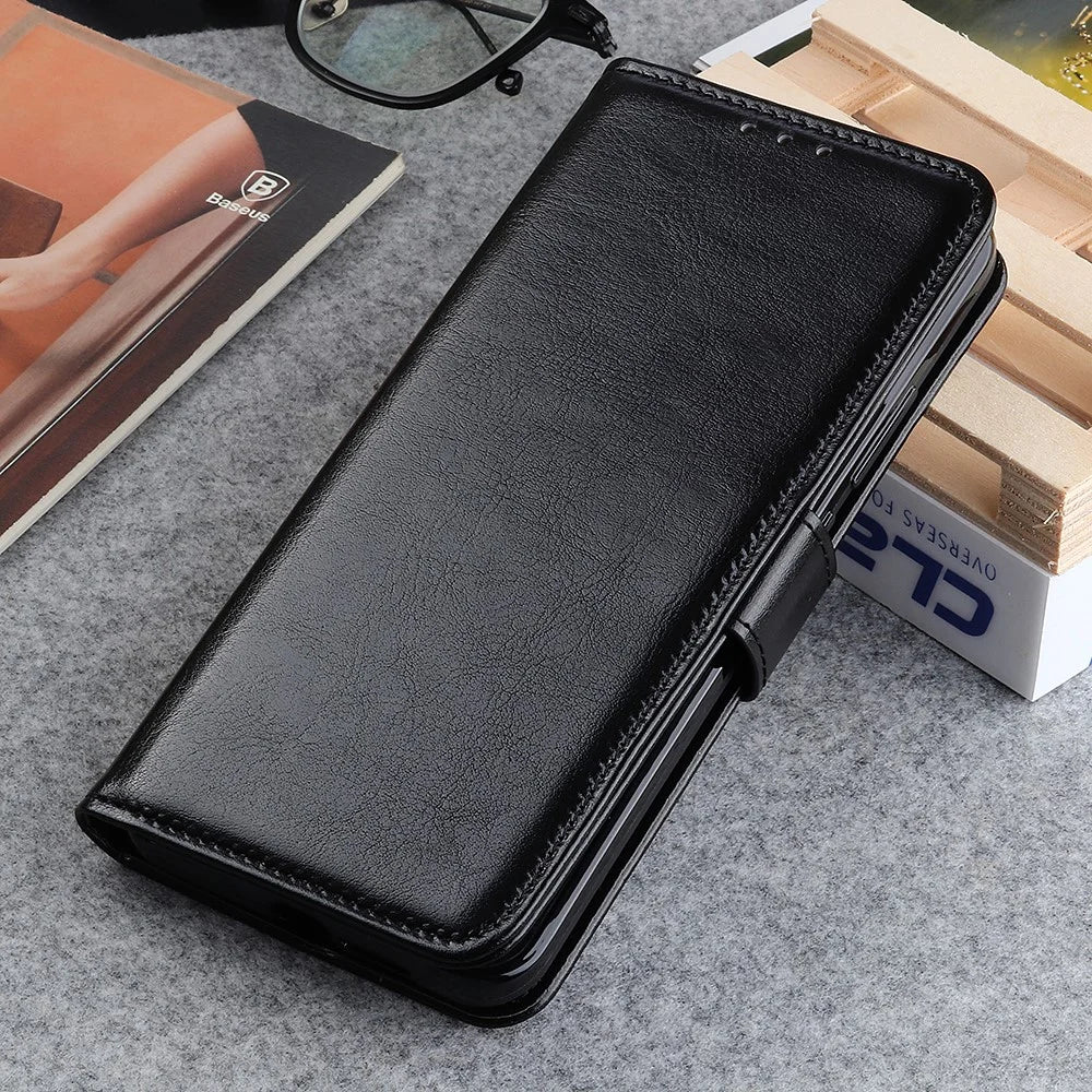 For Sony Xperia 10 III 5G Mobile Phone Case Bag Crazy Horse Wallet Leather Stand Shell Covering - Black - 3