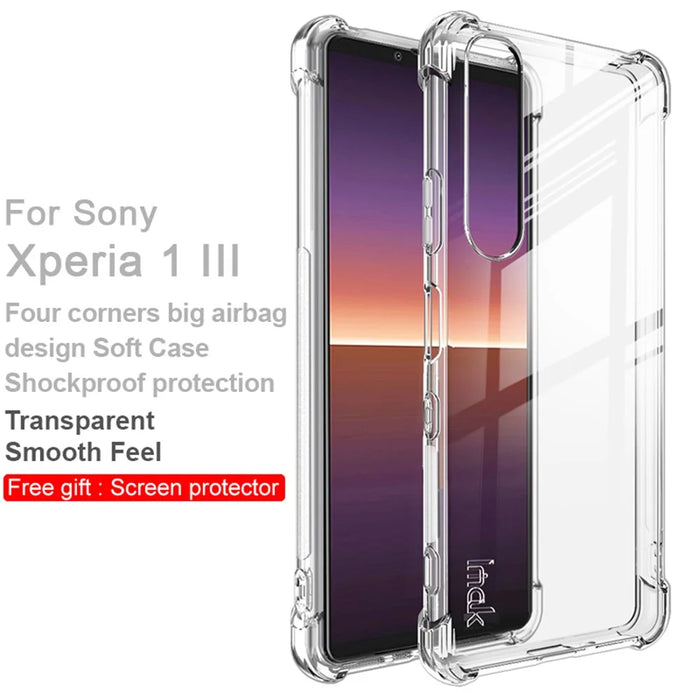 IMAK Well-Protected TPU Soft Case + Ultra Clear Screen Protector for Sony Xperia 1 III 5G - Transparent - 2
