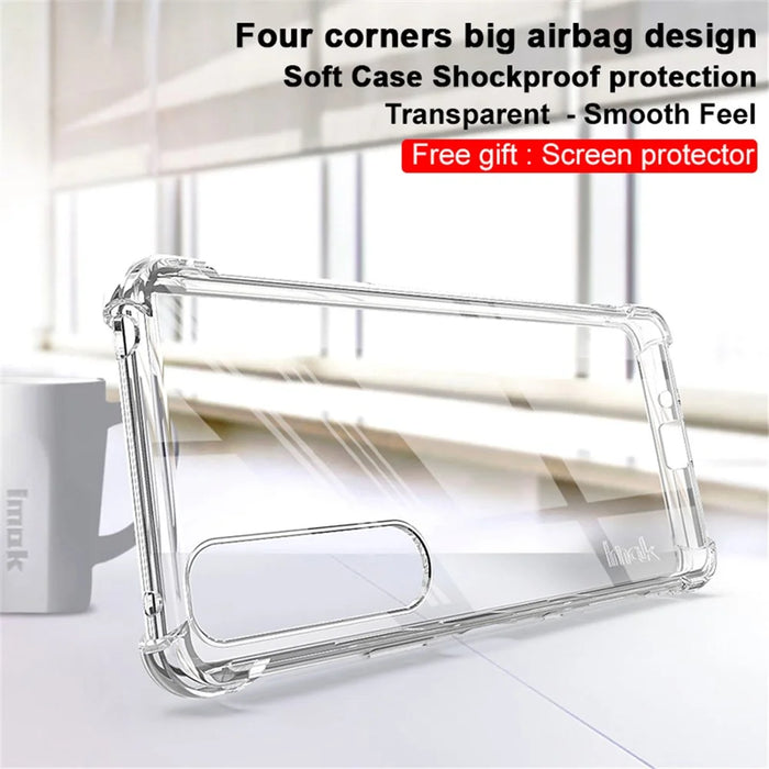 IMAK Well-Protected TPU Soft Case + Ultra Clear Screen Protector for Sony Xperia 1 III 5G - Transparent - 3
