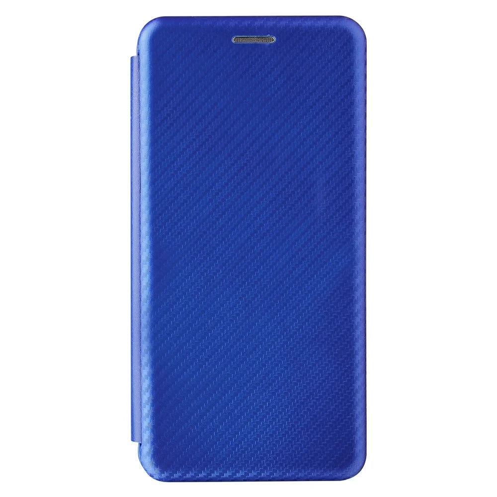 Auto-absorbed Anti-scratch Carbon Fiber Texture Cell Phone Stand Cover for Sony Xperia 10 III 5G Leather Case - Blue - 2