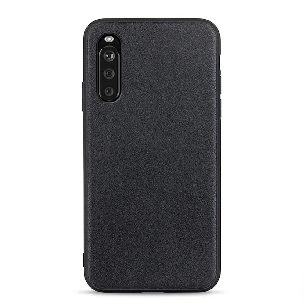 Genuine Leather + PC Phone Back Cover Case Protector for Sony Xperia 10 III 5G - Black - 1