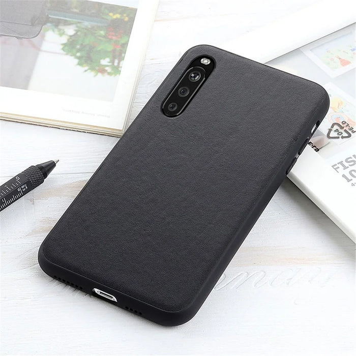 Genuine Leather + PC Phone Back Cover Case Protector for Sony Xperia 10 III 5G - Black - 2
