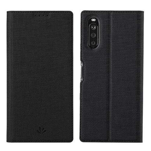 VILI DMX Series Full Coverage Protection Leather Stand Case with Card Holder for Sony Xperia 10 III 5G - Black - 1
