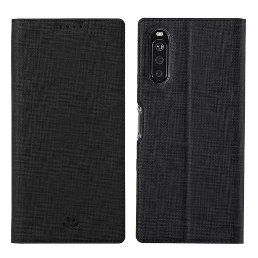 VILI DMX Series Full Coverage Protection Leather Stand Case with Card Holder for Sony Xperia 10 III 5G - Black - 1