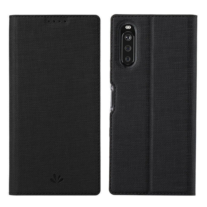 VILI DMX Series Full Coverage Protection Leather Stand Case with Card Holder for Sony Xperia 10 III 5G - Black - 1