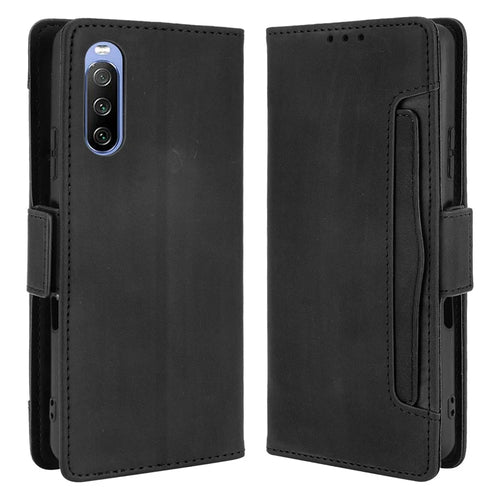 Wallet Design Multiple Card Slots Stand Leather Phone Case for Sony Xperia 10 III 5G / Xperia 10 III Lite - Black - 1