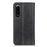 Auto-absorbed Split Leather Wallet Phone Cover with Stand Shell for Sony Xperia 5 III 5G - Black - 3