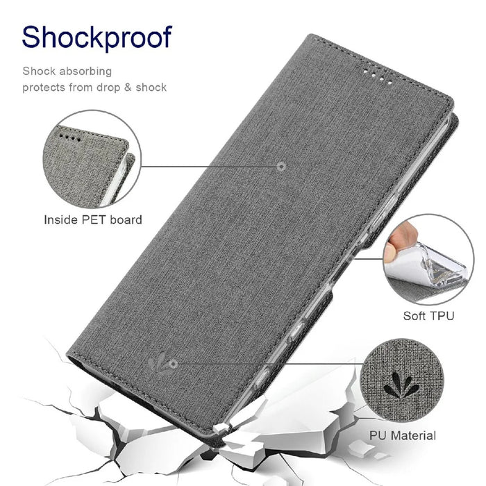 VILI DMX Cross Texture Leather Stand Case for Sony Xperia 1 III 5G - Grey - 6