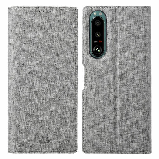 VILI DMX Series Leather Protector Card Holder Cover with Stand for Sony Xperia 5 III 5G - Grey - 1