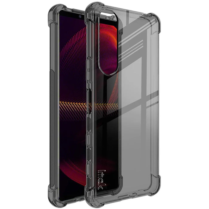 IMAK Airbag Shock-resistant TPU Soft Mobile Phone Case Cover with Screen Protector for Sony Xperia 5 III 5G - Transparent Black - 1
