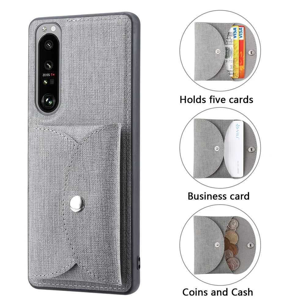 VILI T Series Leather Skin TPU Shell with Movable Magnetic-Absorbed Wallet for Sony Xperia 1 III 5G - Grey - 3
