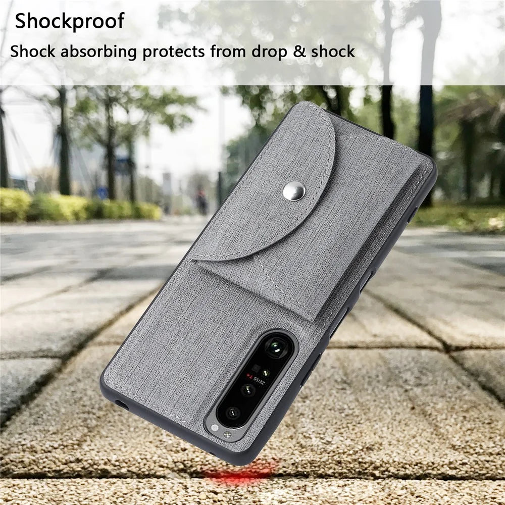 VILI T Series Leather Skin TPU Shell with Movable Magnetic-Absorbed Wallet for Sony Xperia 1 III 5G - Grey - 5
