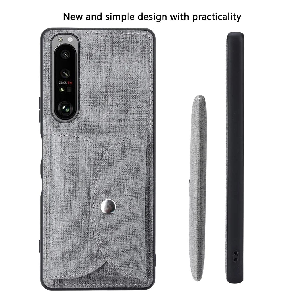 VILI T Series Leather Skin TPU Shell with Movable Magnetic-Absorbed Wallet for Sony Xperia 1 III 5G - Grey - 6