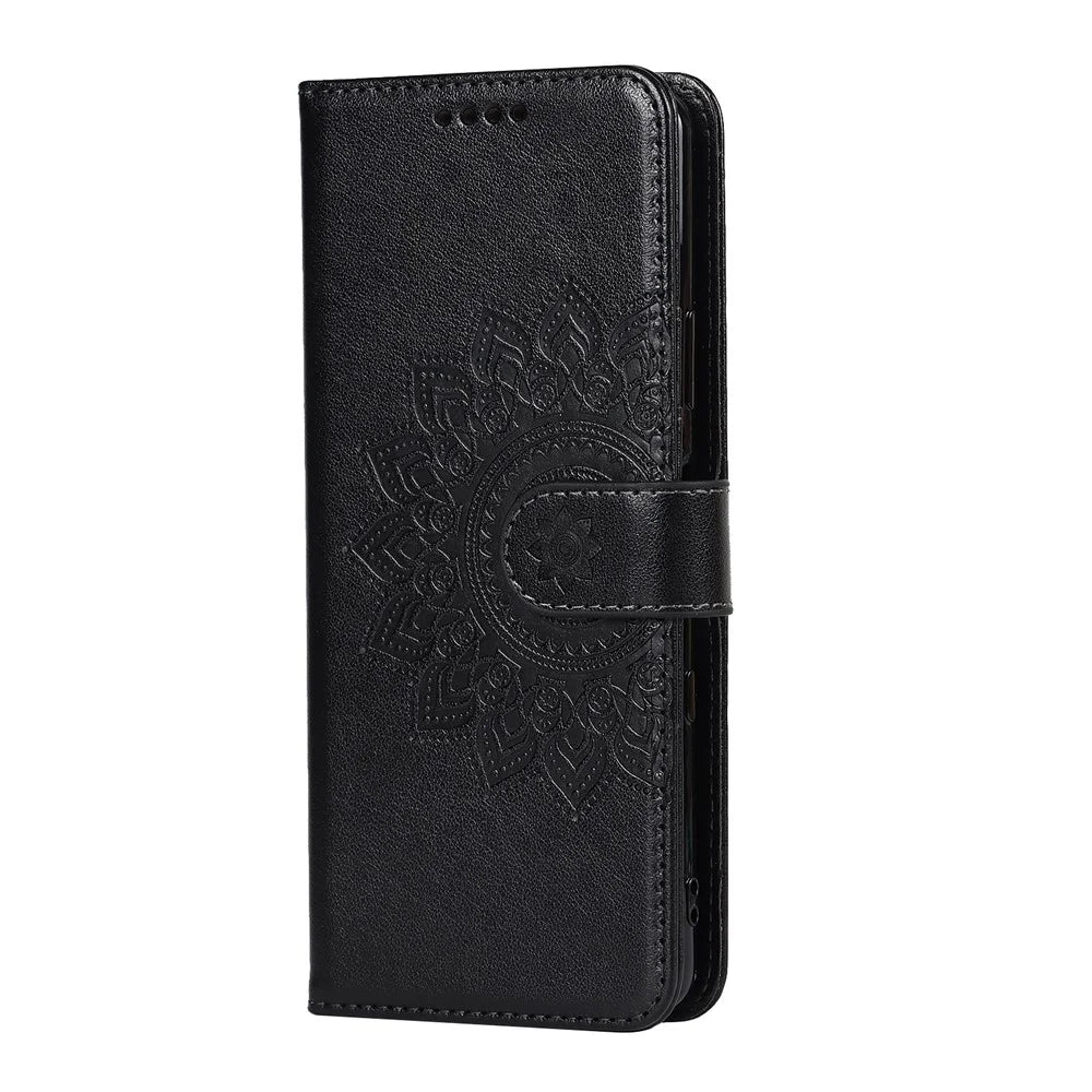 Fall-proof R61 Texture Pattern Imprinting Felled Seam Design PU Leather Wallet Phone Cover Shell for Sony Xperia 10 III 5G/Xperia 10 III Lite - Black - 2