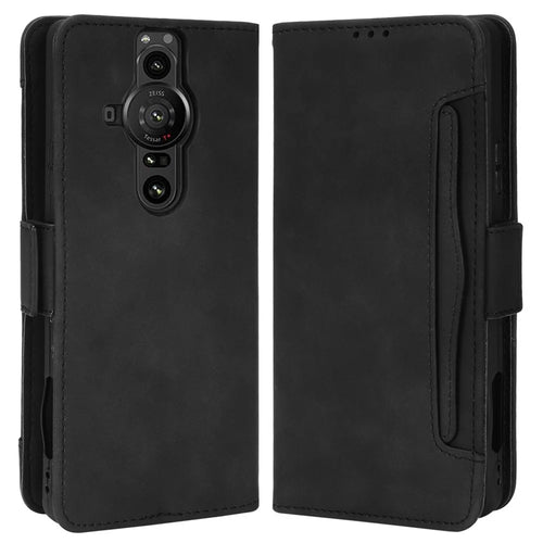 For Sony Xperia Pro-I Drop-proof Magnetic Closure Flip Case Multiple Card Slot Design Wallet Stand PU Leather Phone Cover - Black - 1