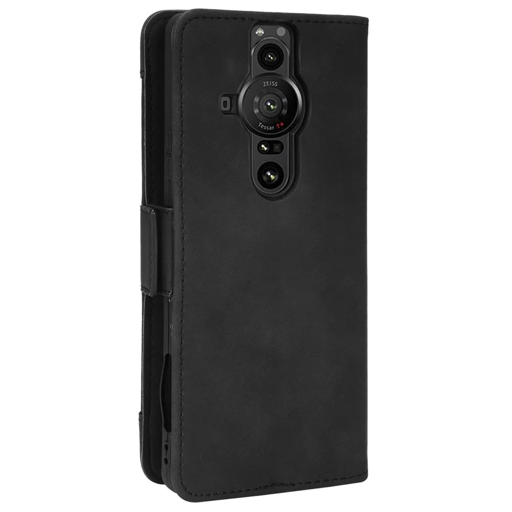 For Sony Xperia Pro-I Drop-proof Magnetic Closure Flip Case Multiple Card Slot Design Wallet Stand PU Leather Phone Cover - Black - 3