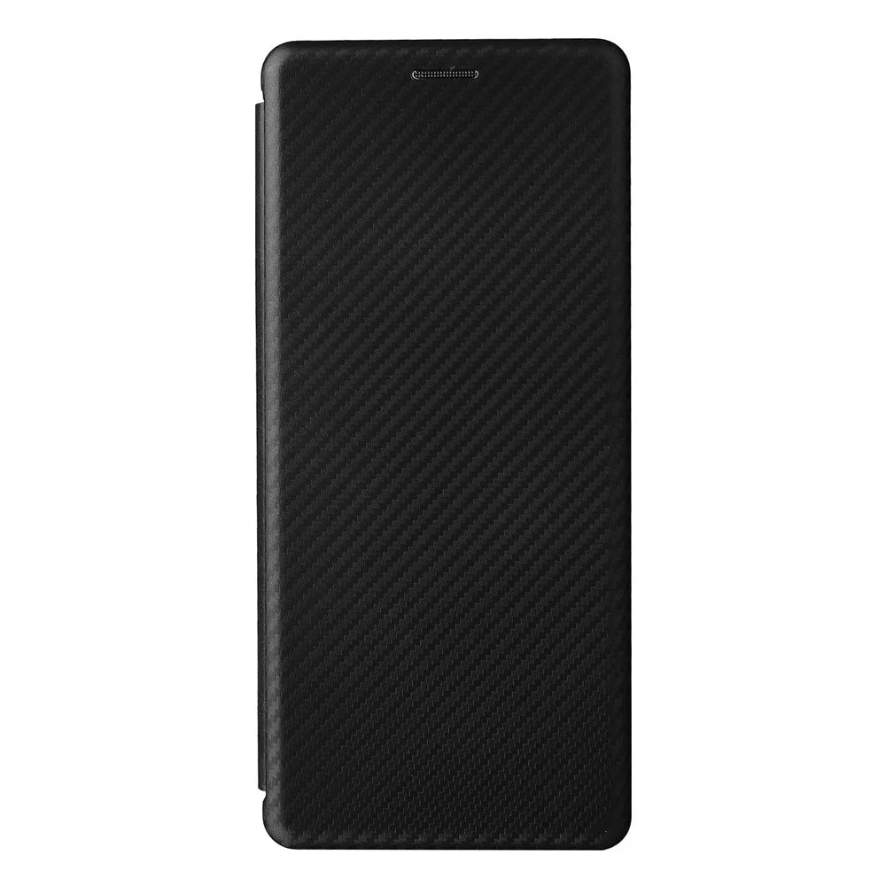For Sony Xperia Pro-I Ring Strap Carbon Fiber Texture Case Well-protected Auto-absorbed Magnetic Closure Leather Phone Cover with Stand - Black - 2