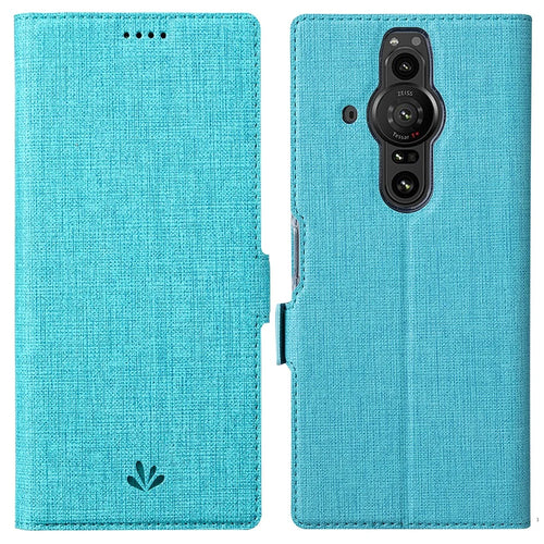VILI K Series Wallet Design PU Leather Magnetic Double Clasps Phone Cover Case with Foldable Stand for Sony Xperia Pro-I - Blue - 1