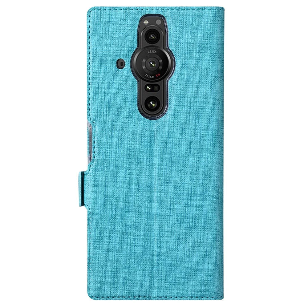 VILI K Series Wallet Design PU Leather Magnetic Double Clasps Phone Cover Case with Foldable Stand for Sony Xperia Pro-I - Blue - 3