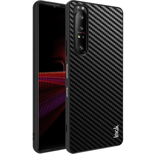 IMAK LX-5 Series PU Leather Coating Hard PC + Soft TPU Fall Protection Hybrid Cover Phone Case with Screen Protector for Sony Xperia 1 III 5G - Carbon Fiber Texture - 1