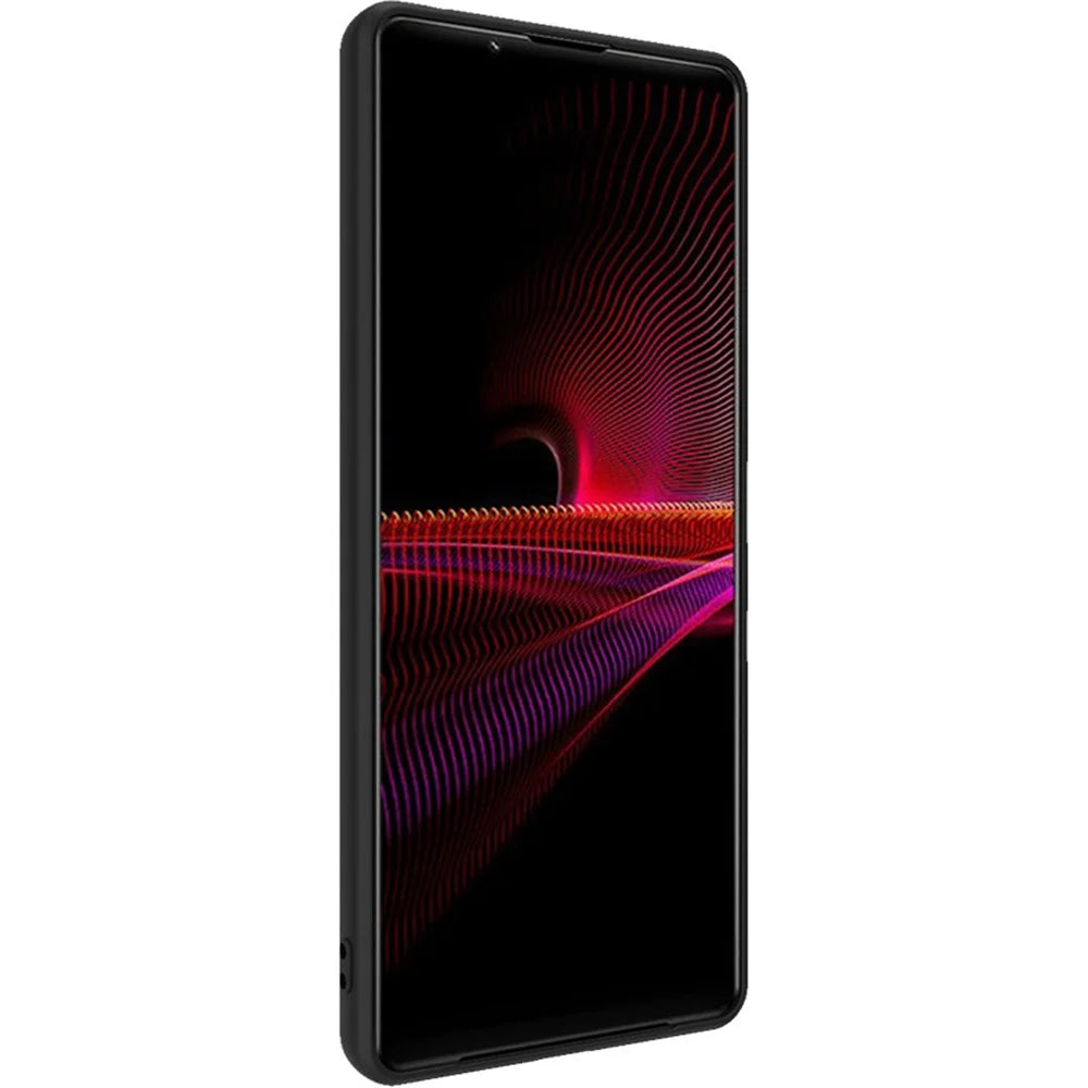 IMAK LX-5 Series PU Leather Coating Hard PC + Soft TPU Fall Protection Hybrid Cover Phone Case with Screen Protector for Sony Xperia 1 III 5G - Carbon Fiber Texture - 4