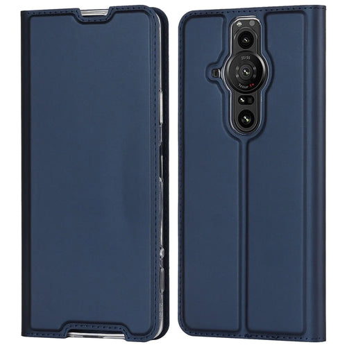 For Sony Xperia Pro-I Card Slot PU Leather Protection Case Magnetic Absorption Stand Flip Cover - Blue - 1