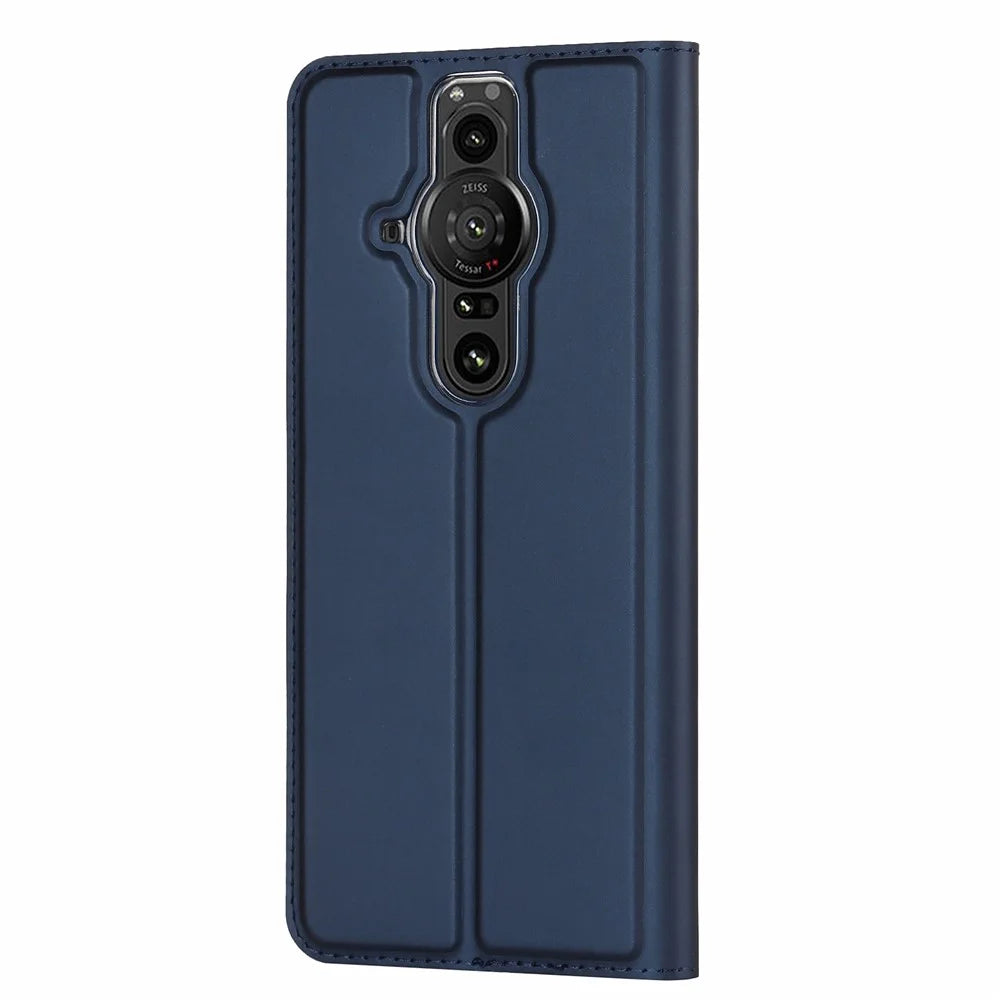 For Sony Xperia Pro-I Card Slot PU Leather Protection Case Magnetic Absorption Stand Flip Cover - Blue - 3