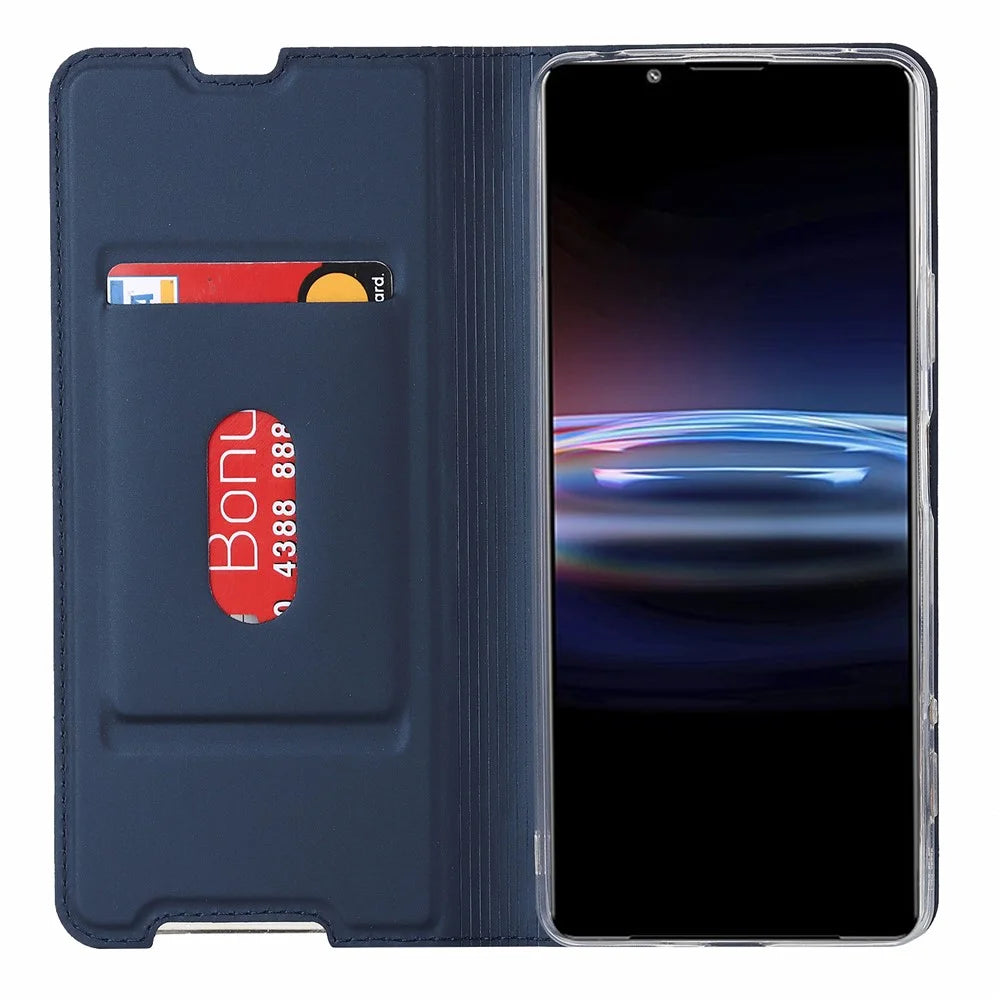 For Sony Xperia Pro-I Card Slot PU Leather Protection Case Magnetic Absorption Stand Flip Cover - Blue - 4