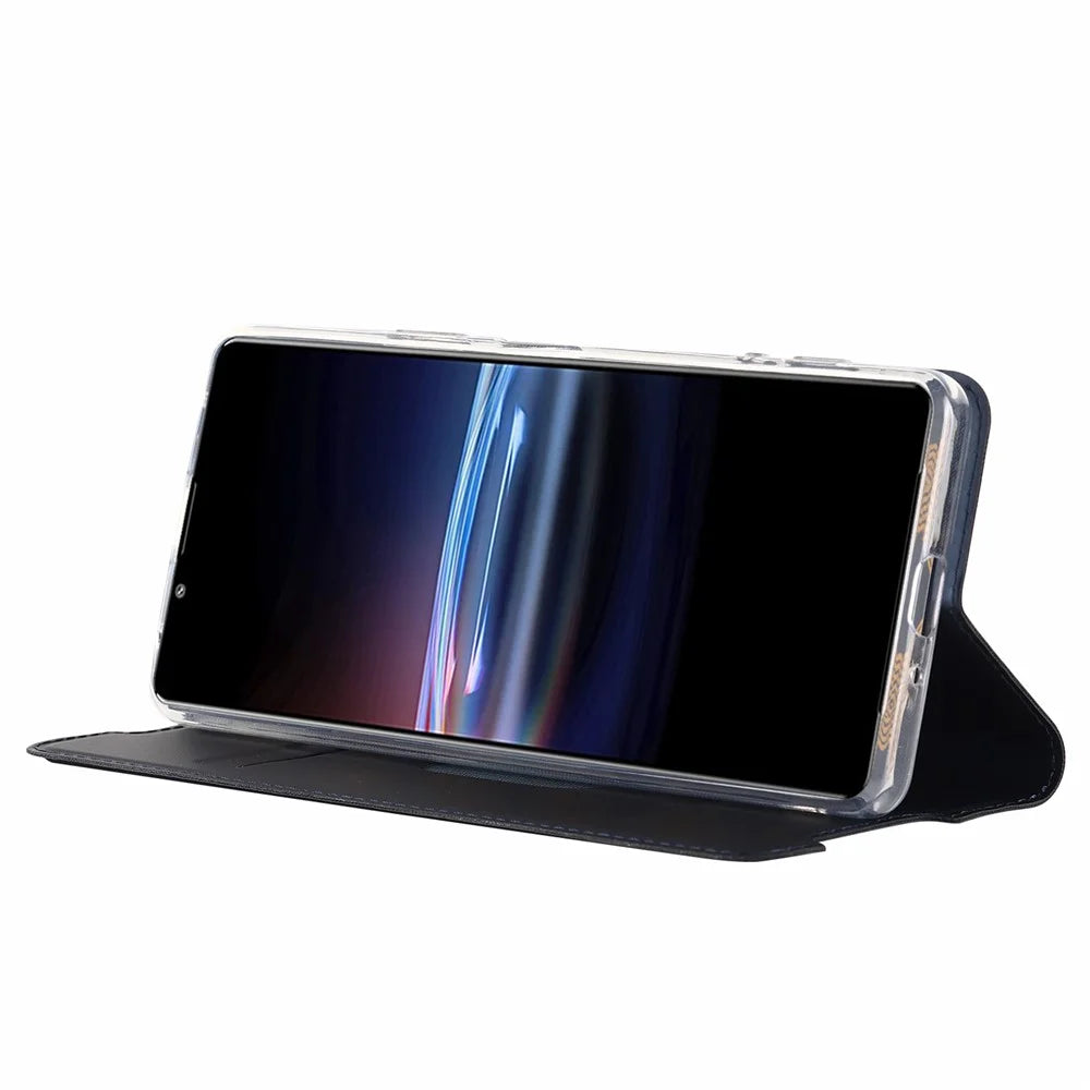 For Sony Xperia Pro-I Card Slot PU Leather Protection Case Magnetic Absorption Stand Flip Cover - Blue - 5