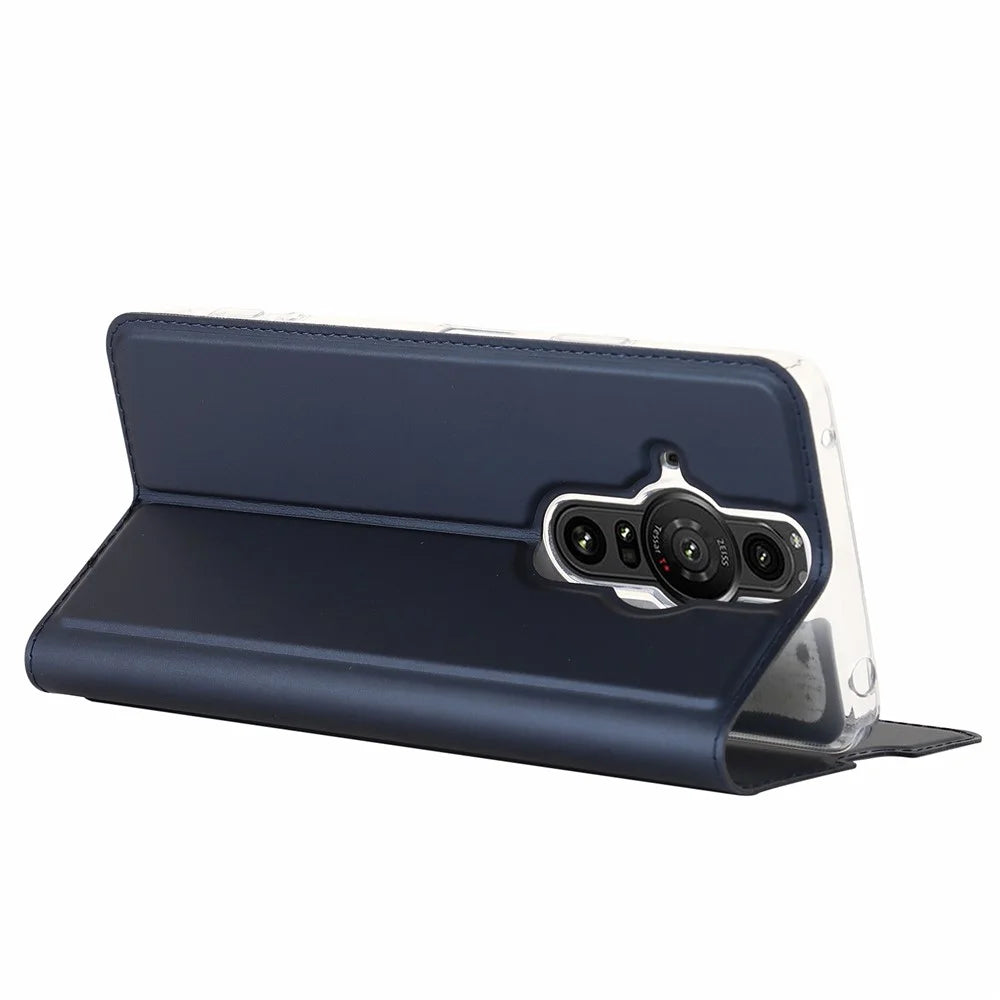 For Sony Xperia Pro-I Card Slot PU Leather Protection Case Magnetic Absorption Stand Flip Cover - Blue - 6
