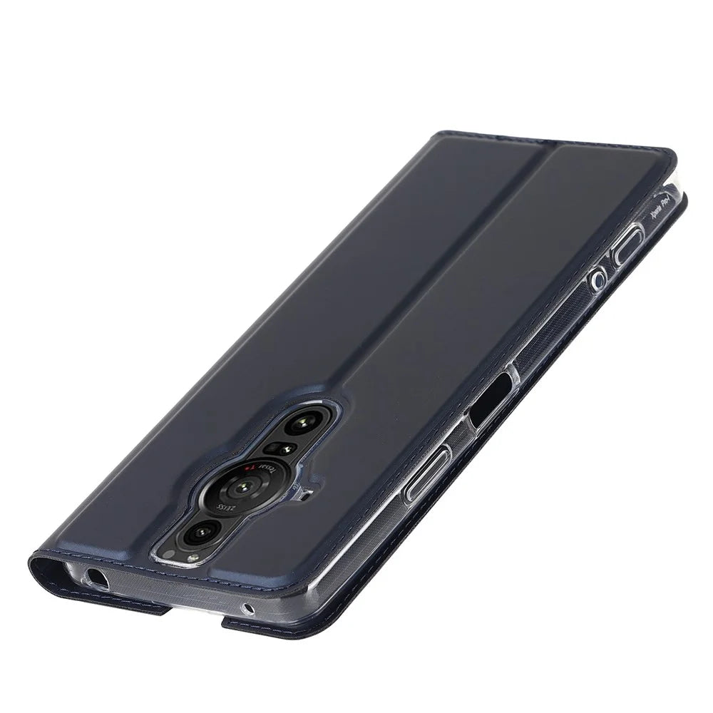 For Sony Xperia Pro-I Card Slot PU Leather Protection Case Magnetic Absorption Stand Flip Cover - Blue - 7