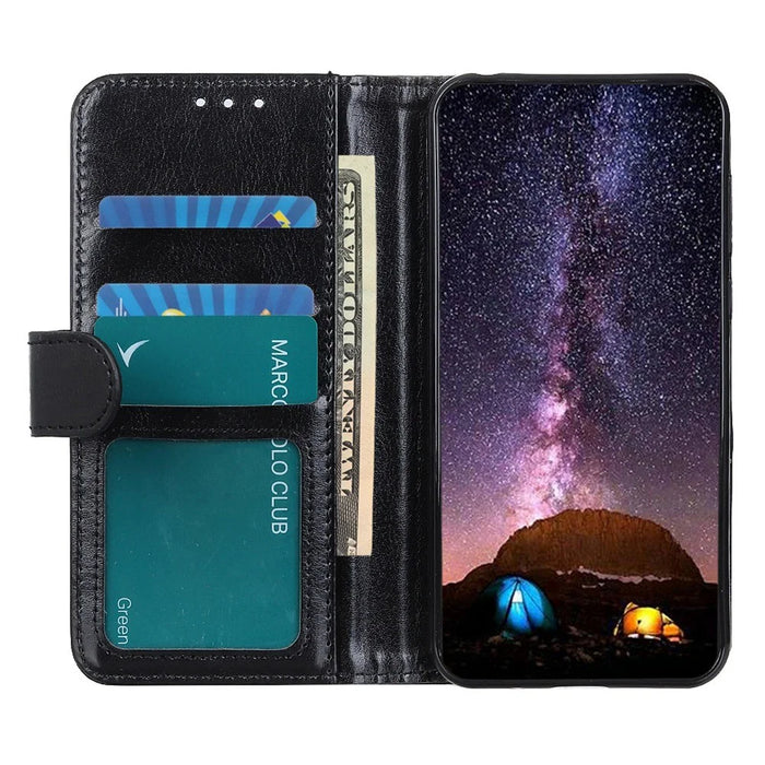 For Sony Xperia 1 IV Leather Protective Cover Crazy Horse Texture Wallet Function Horizontal Stand Flip Case - Black - 2