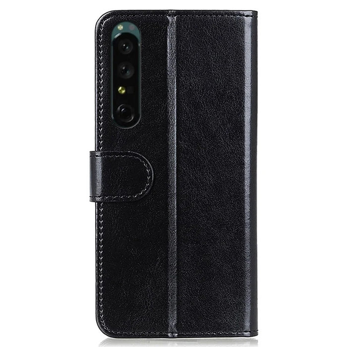 For Sony Xperia 1 IV Leather Protective Cover Crazy Horse Texture Wallet Function Horizontal Stand Flip Case - Black - 7