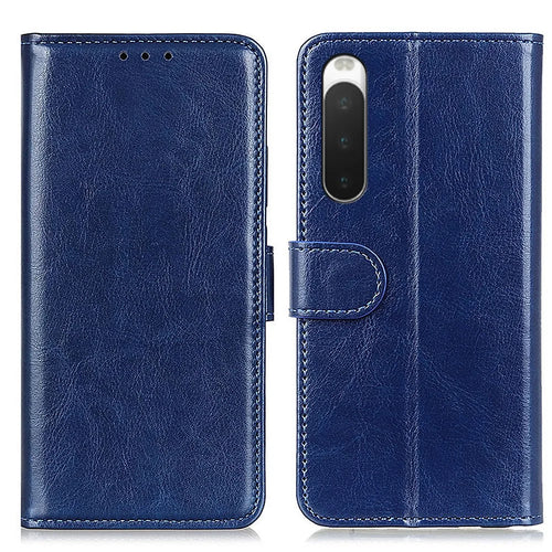 Crazy Horse Texture PU Leather for Sony Xperia 10 IV, Photo Slot Design Wallet Stand Leather Case - Blue - 1
