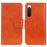 Nappa Texture Split Leather Phone Shell for Sony Xperia 10 IV, Folio Flip Wallet Foldable Stand Design Cover - Orange - 1