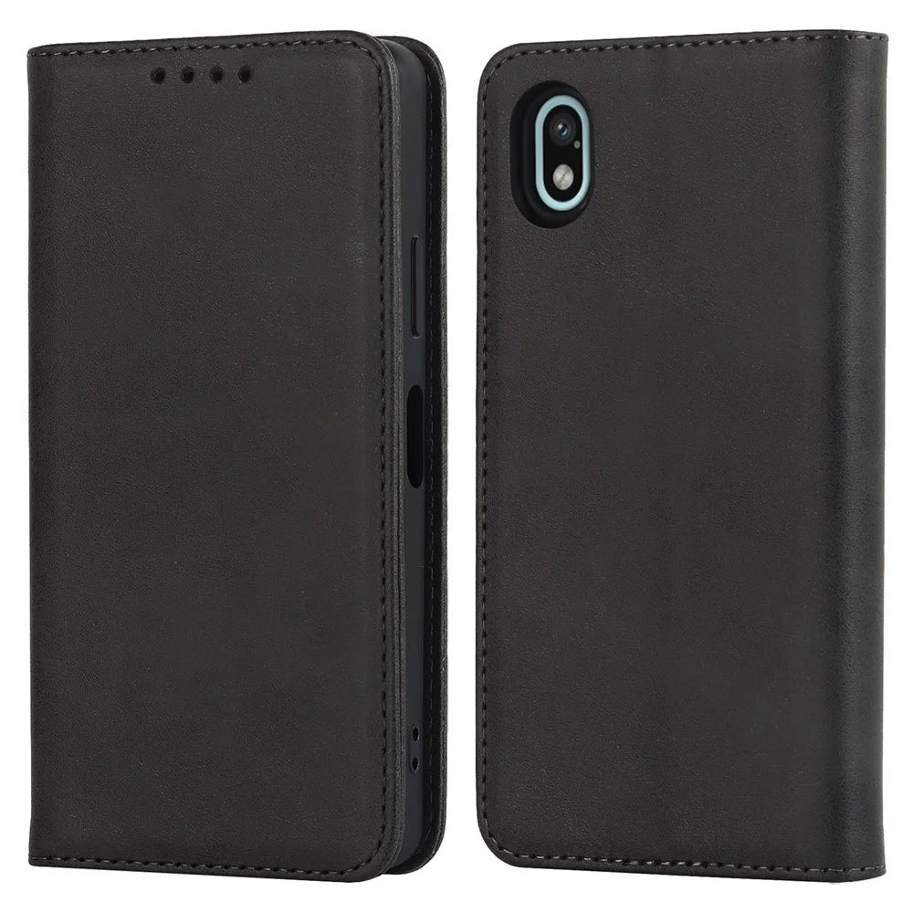For Sony Xperia Ace III PU Leather Wallet Case Stand Feature Magnetic Book Auto Closed Scratch Resistant Full Protective Phone Cover - Black - 1