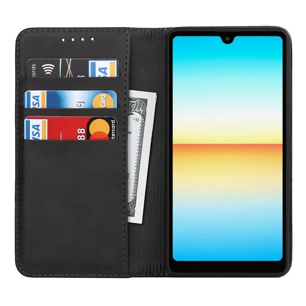 For Sony Xperia Ace III PU Leather Wallet Case Stand Feature Magnetic Book Auto Closed Scratch Resistant Full Protective Phone Cover - Black - 2