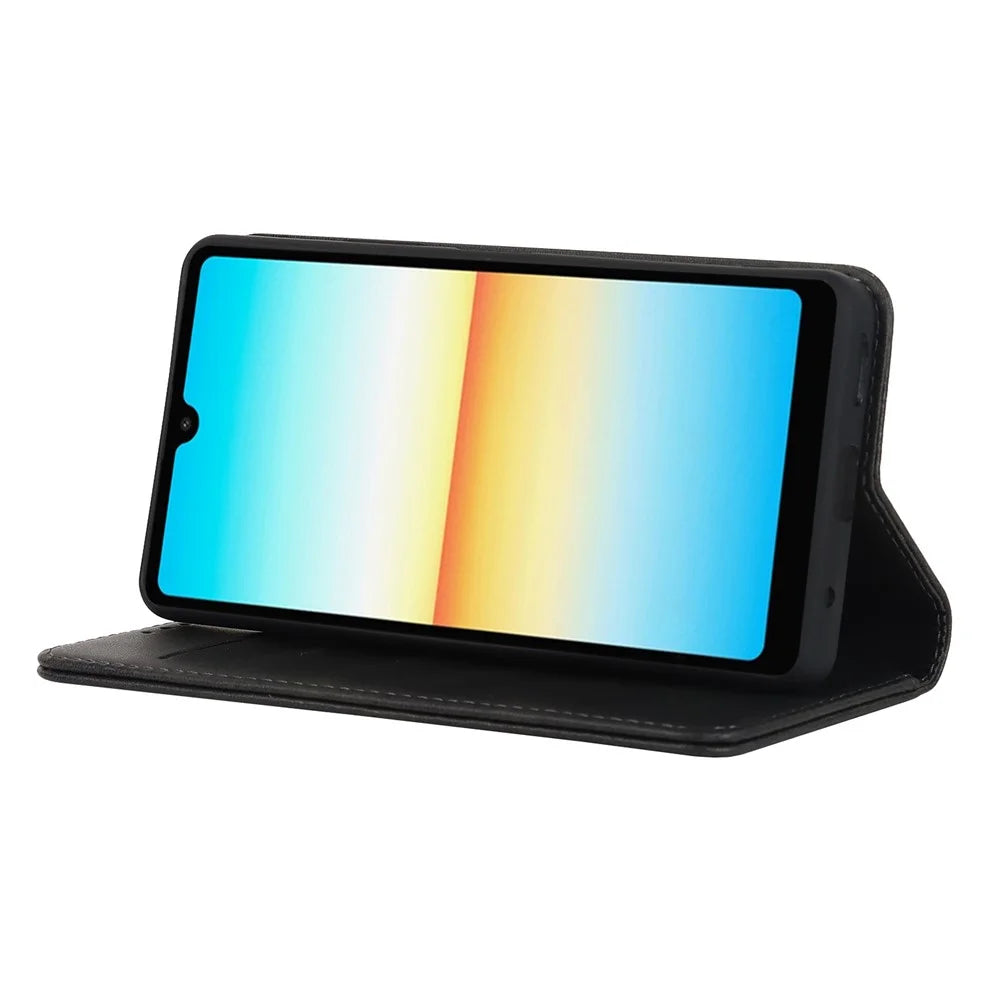 For Sony Xperia Ace III PU Leather Wallet Case Stand Feature Magnetic Book Auto Closed Scratch Resistant Full Protective Phone Cover - Black - 3