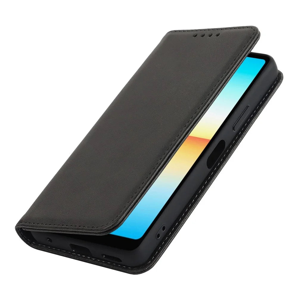 For Sony Xperia Ace III PU Leather Wallet Case Stand Feature Magnetic Book Auto Closed Scratch Resistant Full Protective Phone Cover - Black - 6
