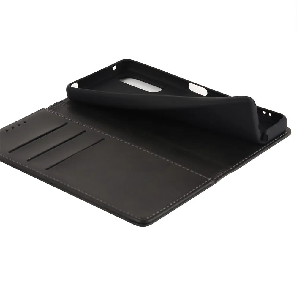 Phone Case for Sony Xperia 10 IV, Magnetic Closure Wallet Stand Cell Phone Covering Shell - Black - 4