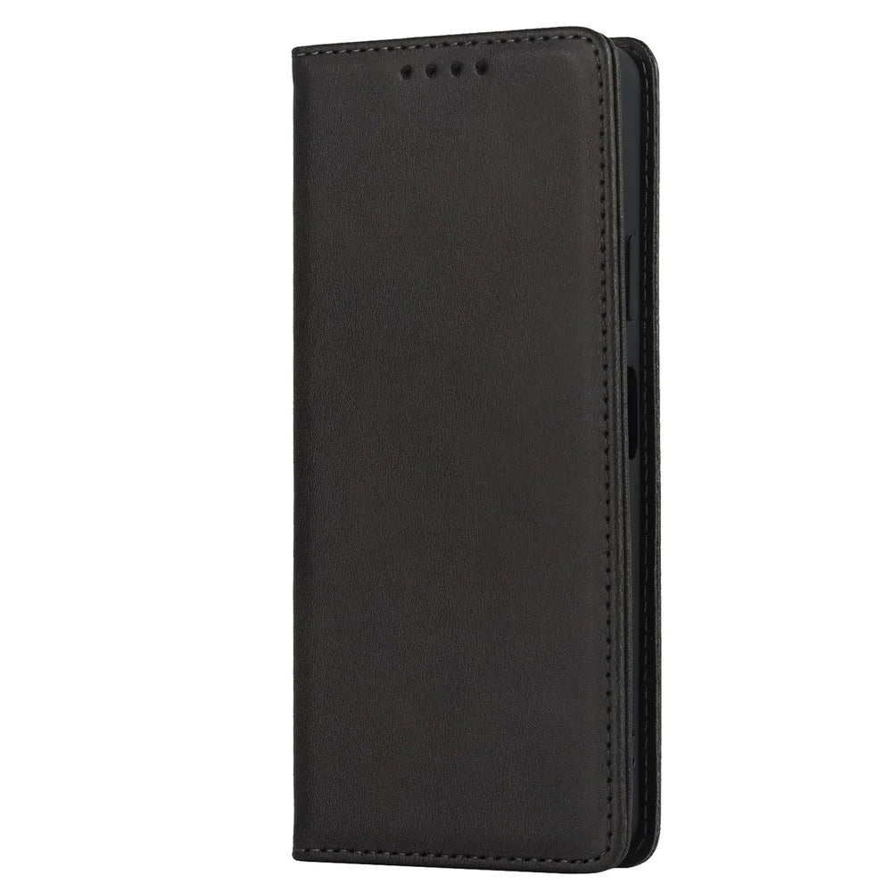 Phone Case for Sony Xperia 10 IV, Magnetic Closure Wallet Stand Cell Phone Covering Shell - Black - 7