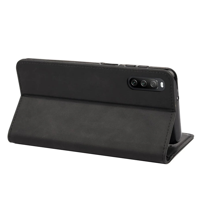 For Sony Xperia 10 IV Skin-touch Feeling Case Splicing PU Leather+TPU Anti-drop Stand Wallet Cover - Black - 4
