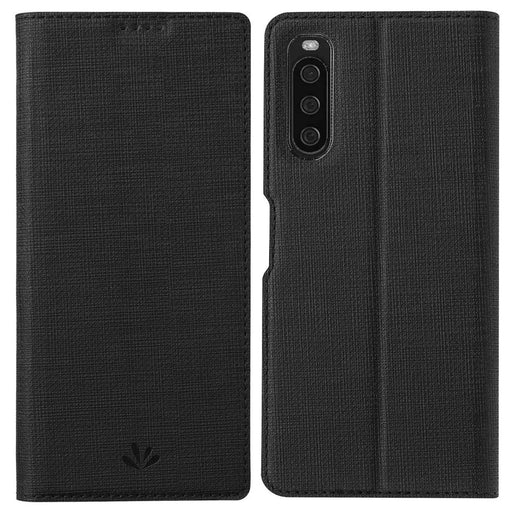 VILI DMX Series for Sony Xperia 10 IV PU Leather Auto Closing Magnetic Phone Case Card Holder Stand Protective Cover - Black - 1